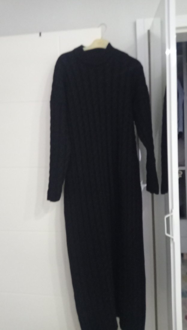 Kahverengi Yüksek Yaka Örgü Uzun Elbise - Görsel 2