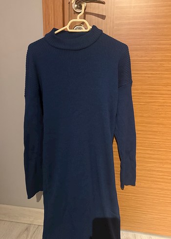 H&M Lacivert Uzun Triko Elbise