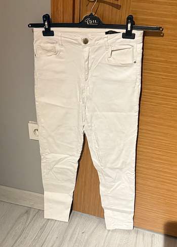 Zara Ekru Slim Fit Denim Pantolon