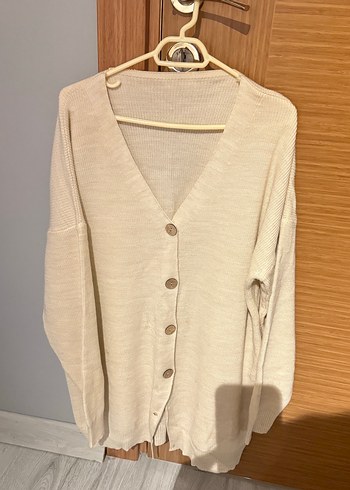 Zara Ekru V Yaka İnce Triko Hirka