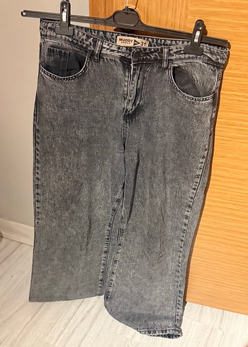 Zara Koyu Gri Yikamali Rahat Denim Jean