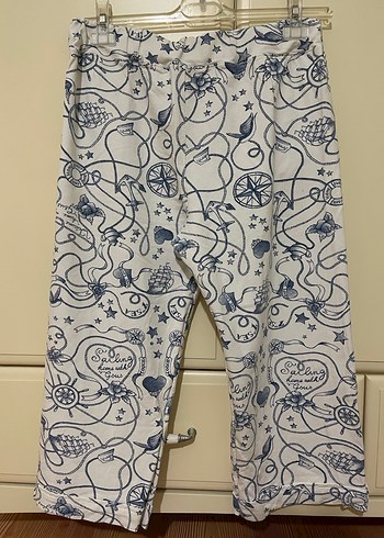 Desenli Beyaz Midi Likralı Pantolon - Görsel 4