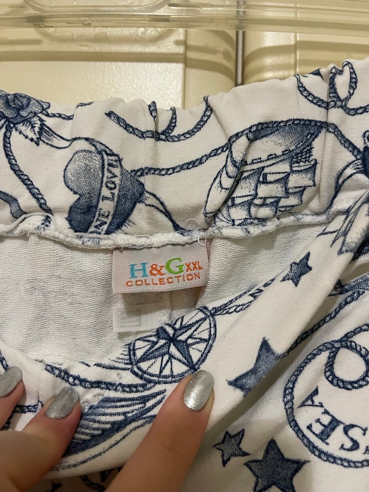 Desenli Beyaz Midi Likralı Pantolon - Görsel 3