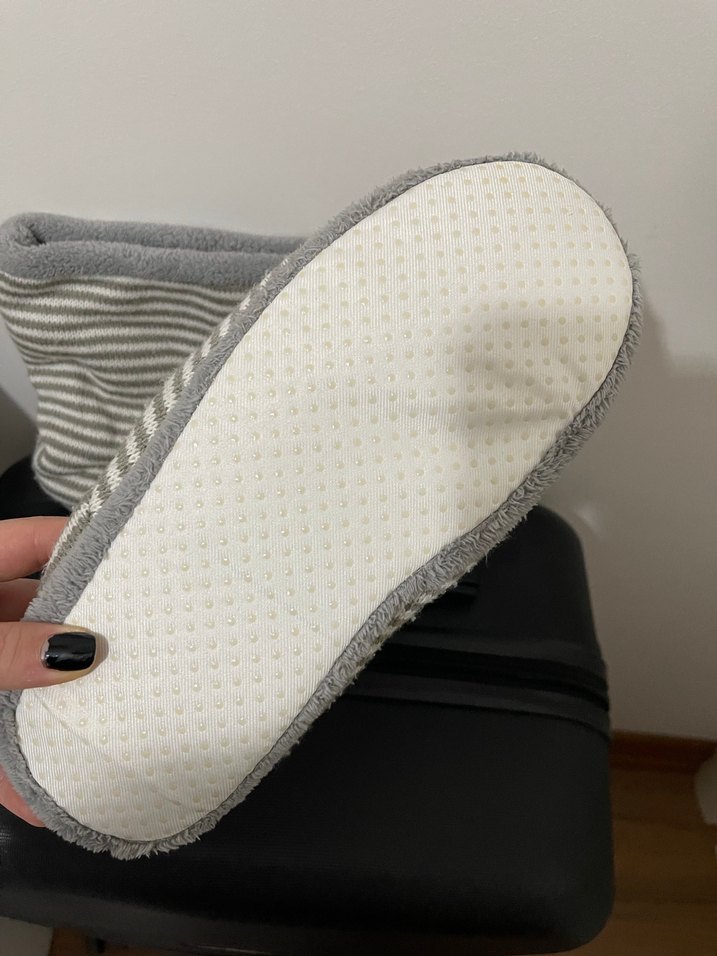 Gri Örgü Sıcak Tutan Ev Terliği - Görsel 2