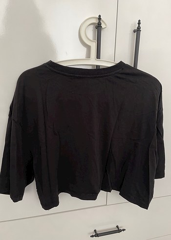 Siyah Salaş Kadın Crop Tişört - Görsel 3