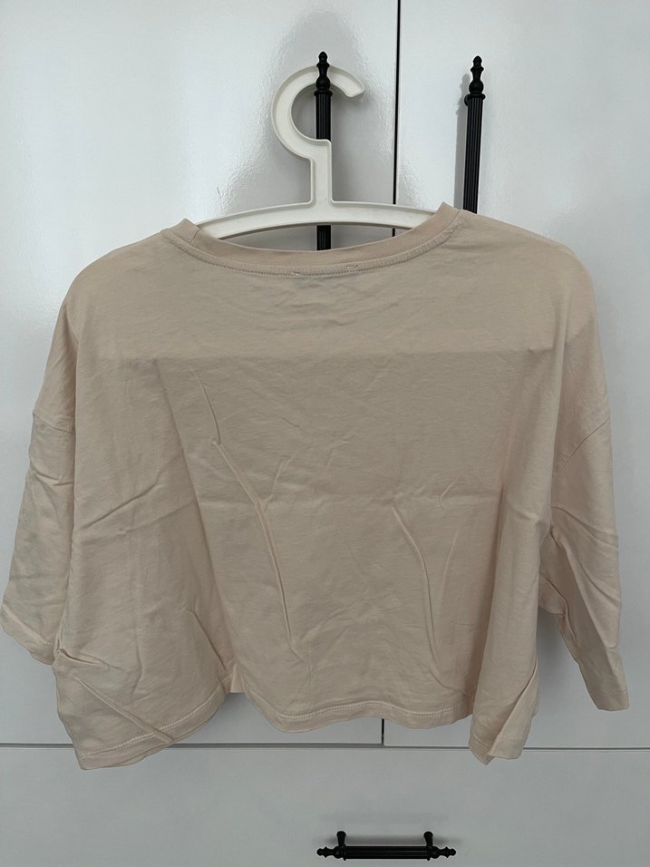 Bej Crop Kadın Tişört - Görsel 3