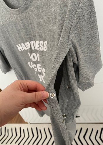 Penti Gri Baskılı Kadın Mini Gecelik - Görsel 2