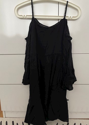 Siyah Uzun Kollu Salaş Midi Elbise - Görsel 4