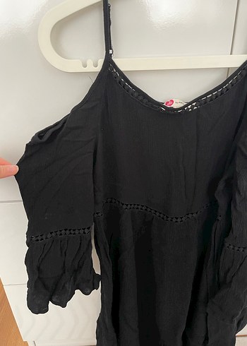 Siyah Uzun Kollu Salaş Midi Elbise - Görsel 3