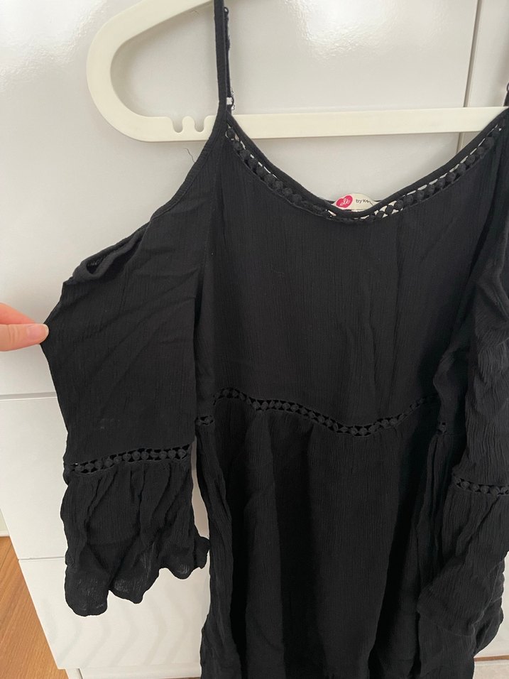 Siyah Uzun Kollu Salaş Midi Elbise - Görsel 3