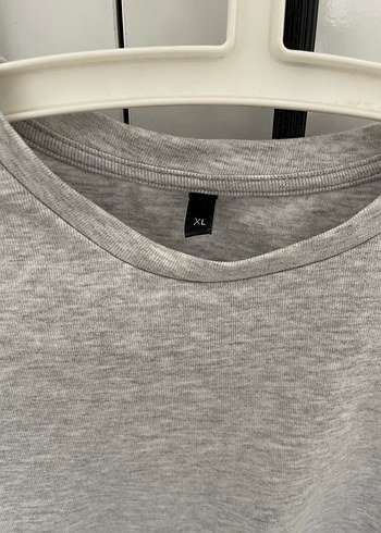 Gri Crop Top Kısa Tişört - Görsel 2