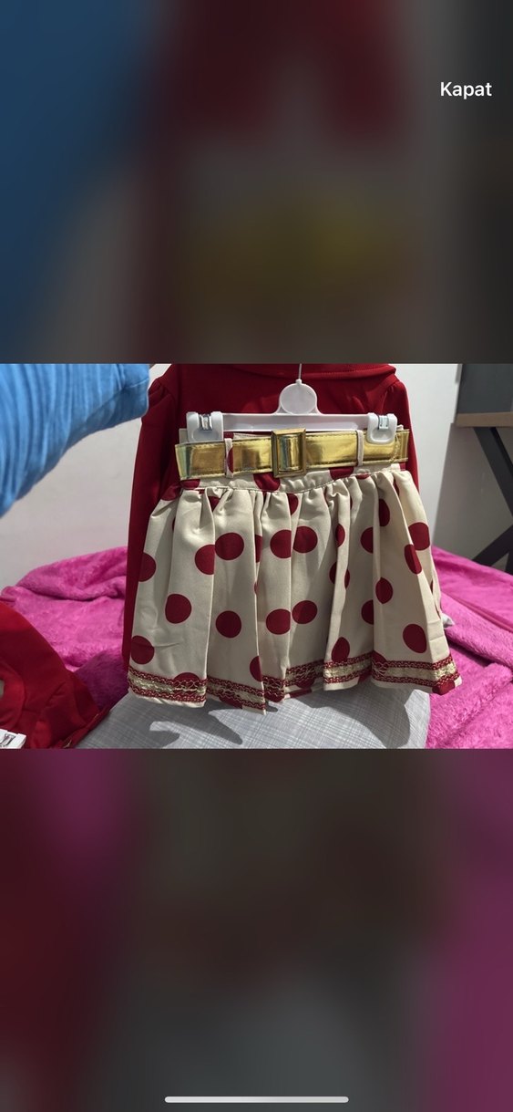 Kız Çocuk Kırmızı Düğmeli Bolero - Görsel 2