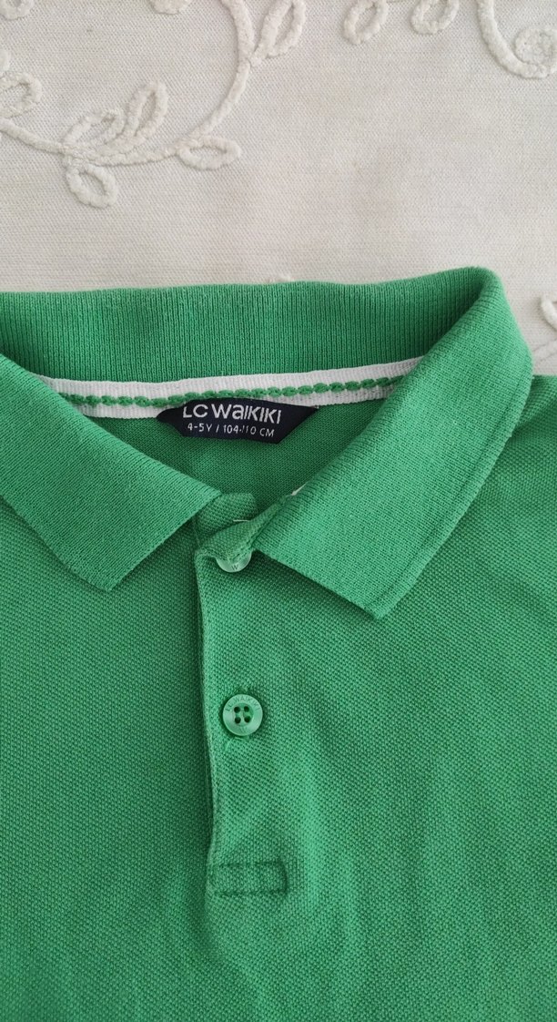 Erkek Çocuk Koyu Yeşil Kısa Kollu Polo Tişört - Görsel 3