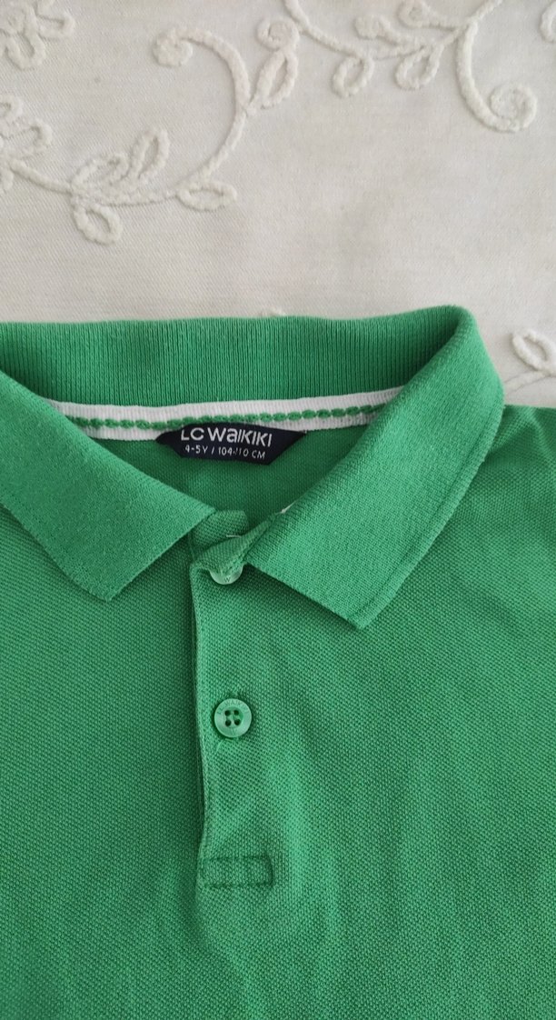 Erkek Çocuk Koyu Yeşil Kısa Kollu Polo Tişört - Görsel 4