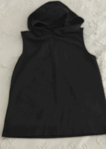 Siyah Kapüşonlu Kolsuz tişört - Görsel 4