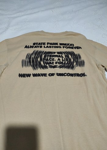 Bej Baskılı Pamuklu Erkek Tişört - Görsel 4