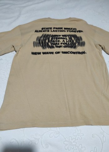 Bej Baskılı Pamuklu Erkek Tişört - Görsel 3