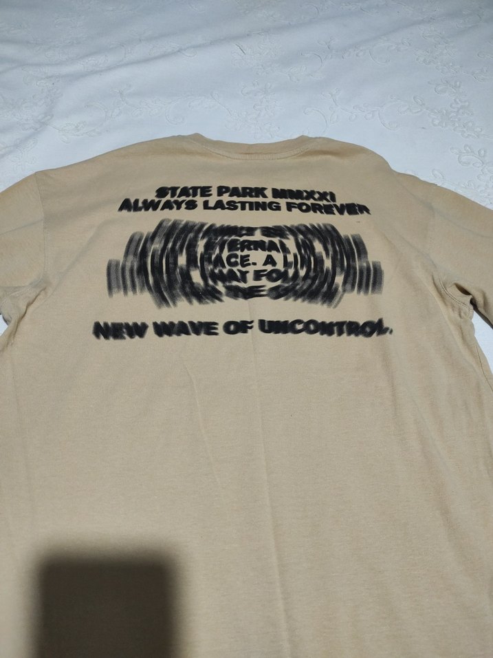 Bej Baskılı Pamuklu Erkek Tişört - Görsel 4