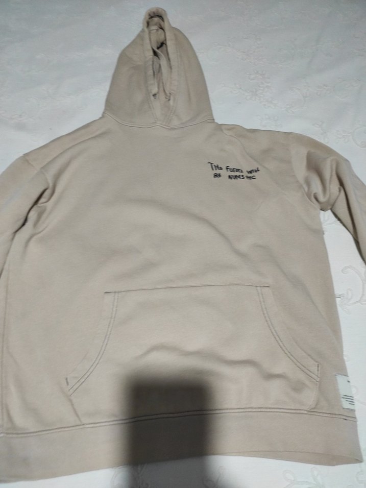 Bej Kapüşonlu erkek Sweatshirt - Görsel 2