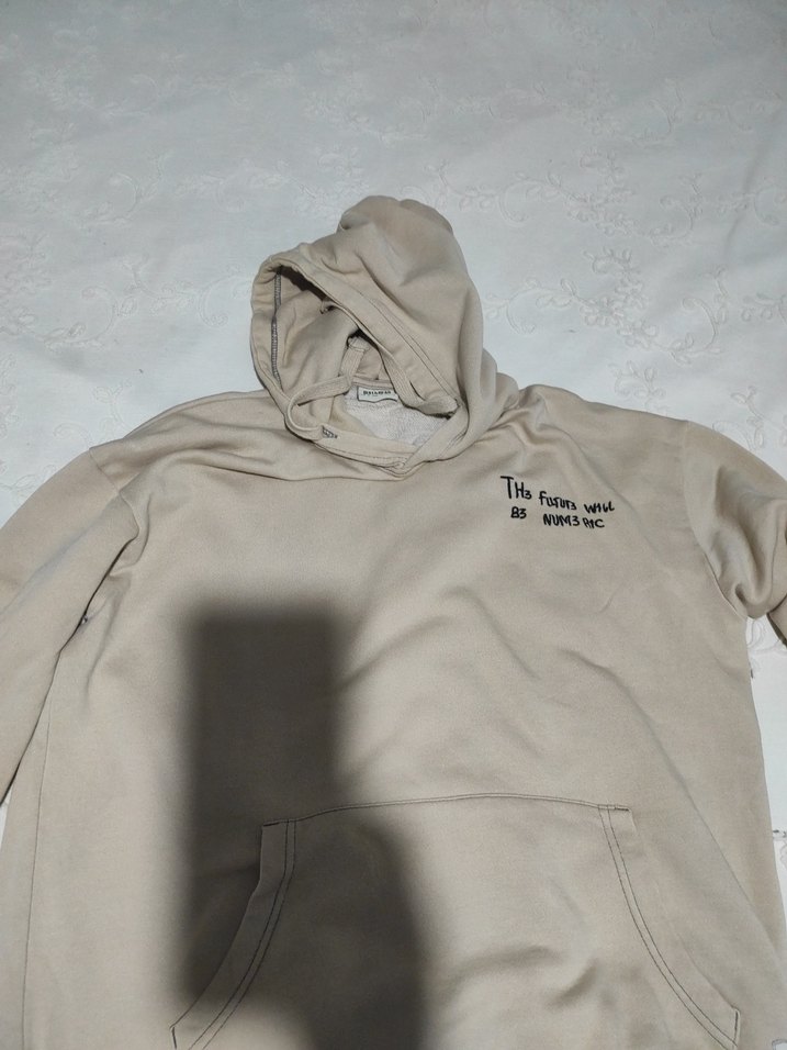 Bej Kapüşonlu erkek Sweatshirt - Görsel 4