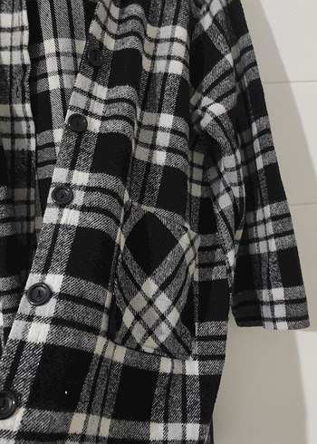 Gri Ekose Kapüşonlu Uzun Kollu Gömlek - Görsel 5