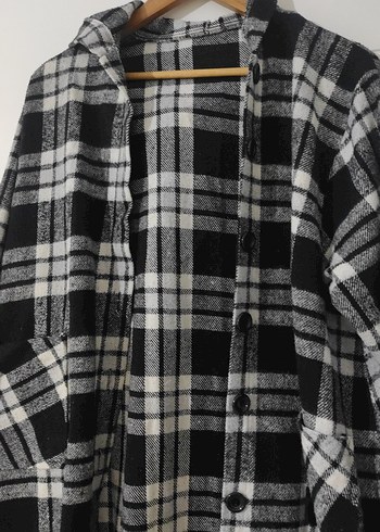 Gri Ekose Kapüşonlu Uzun Kollu Gömlek - Görsel 4