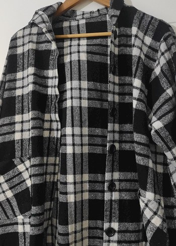 Gri Ekose Kapüşonlu Uzun Kollu Gömlek - Görsel 3