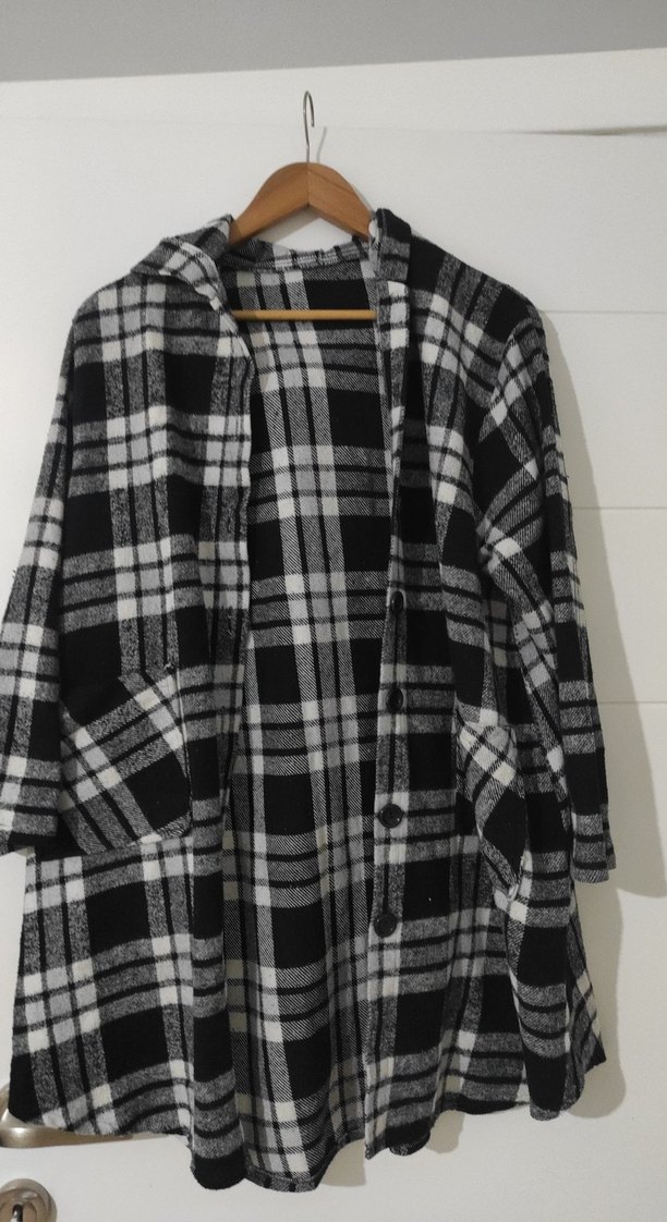 Gri Ekose Kapüşonlu Uzun Kollu Gömlek - Görsel 2