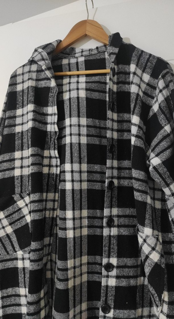 Gri Ekose Kapüşonlu Uzun Kollu Gömlek - Görsel 3