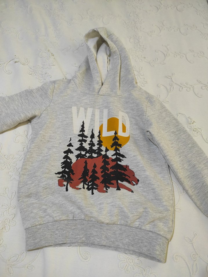 Kapüşonlu ekruErkek Çocuk Sweatshirt - Görsel 2