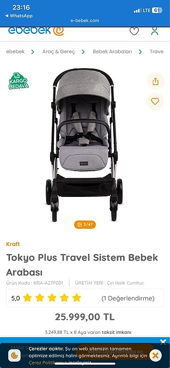 Diğer Beden Kraft bebek arabası