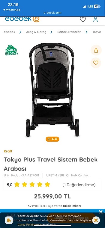Diğer Beden gri Renk Kraft bebek arabası