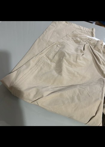 Bershka Bej Regular Fit Keten Kumaş Kadın Pantolon