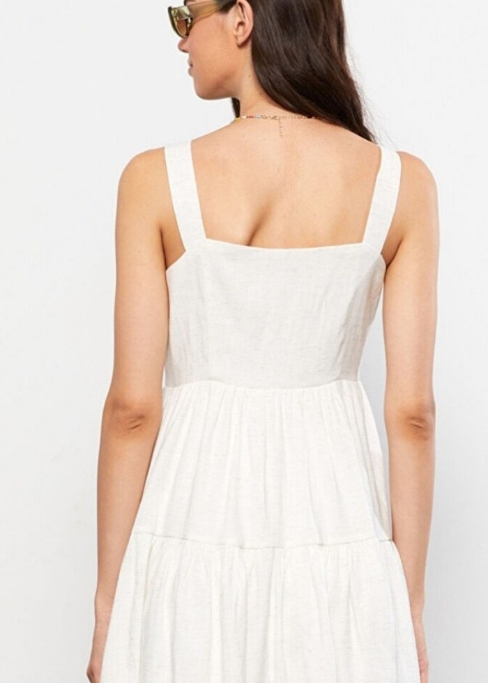 Ekru elbise - Görsel 4