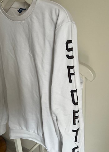 H&M Kadın Beyaz Pamuklu Uzun Kollu Sweatshirt - Görsel 2