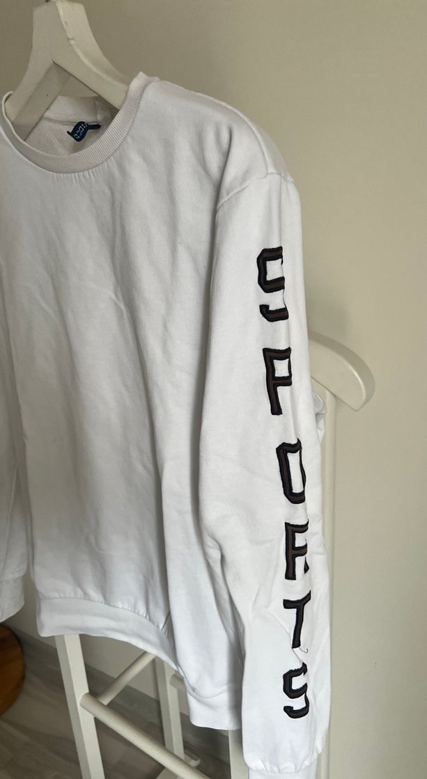 H&M Kadın Beyaz Pamuklu Uzun Kollu Sweatshirt - Görsel 2