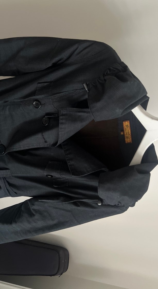 Siyah Düğmeli uzun Trençkot - Görsel 3