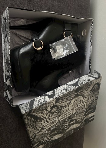 Siyah Deri Kürklü Yüksek Topuklu Gotik Bot - Görsel 4