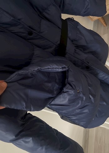 Kemerli Lacivert Kadın Kışlık Mont - Görsel 4