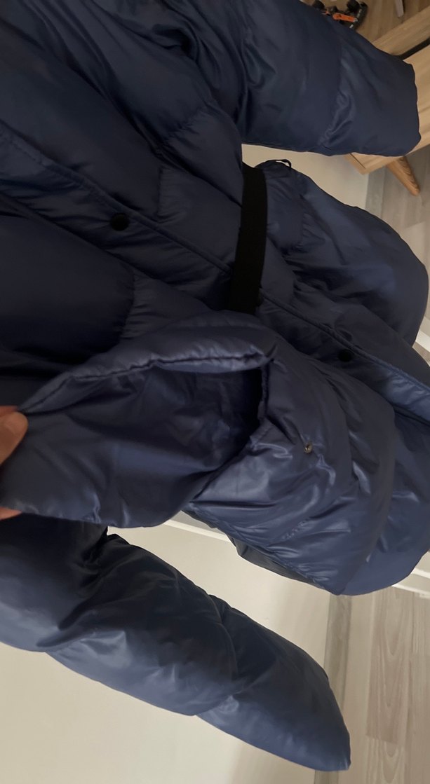 Kemerli Lacivert Kadın Kışlık Mont - Görsel 4