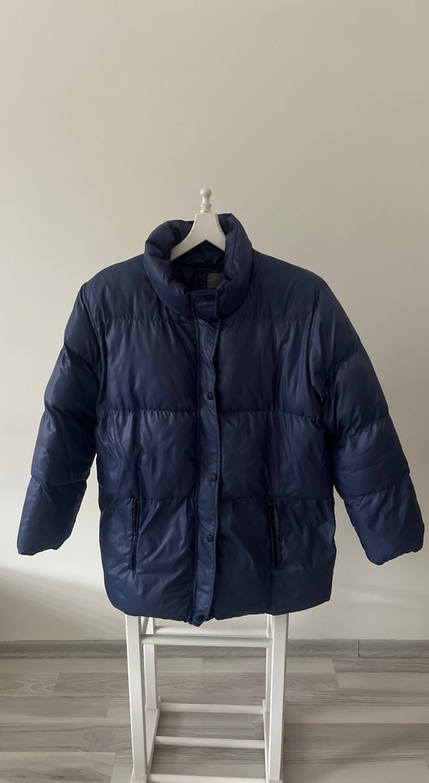 Kemerli Lacivert Kadın Kışlık Mont - Görsel 5