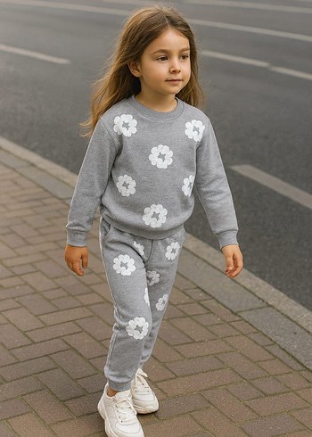 Kız Çocuk Çiçek Desenli takım - Görsel 3