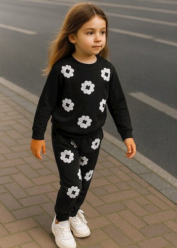 Kız Çocuk Çiçek Desenli takım - Görsel 4