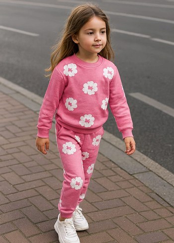 Kız Çocuk Çiçek Desenli takım - Görsel 2