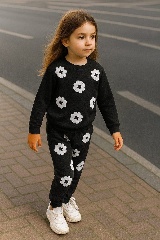 Kız Çocuk Çiçek Desenli takım - Görsel 4