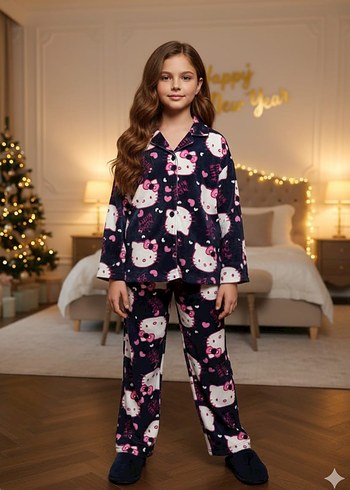 Desenli Uzun Kollu Rahat Pijama Takımı - Görsel 7