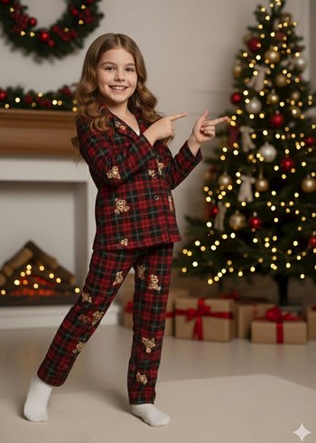 Desenli Uzun Kollu Rahat Pijama Takımı - Görsel 8