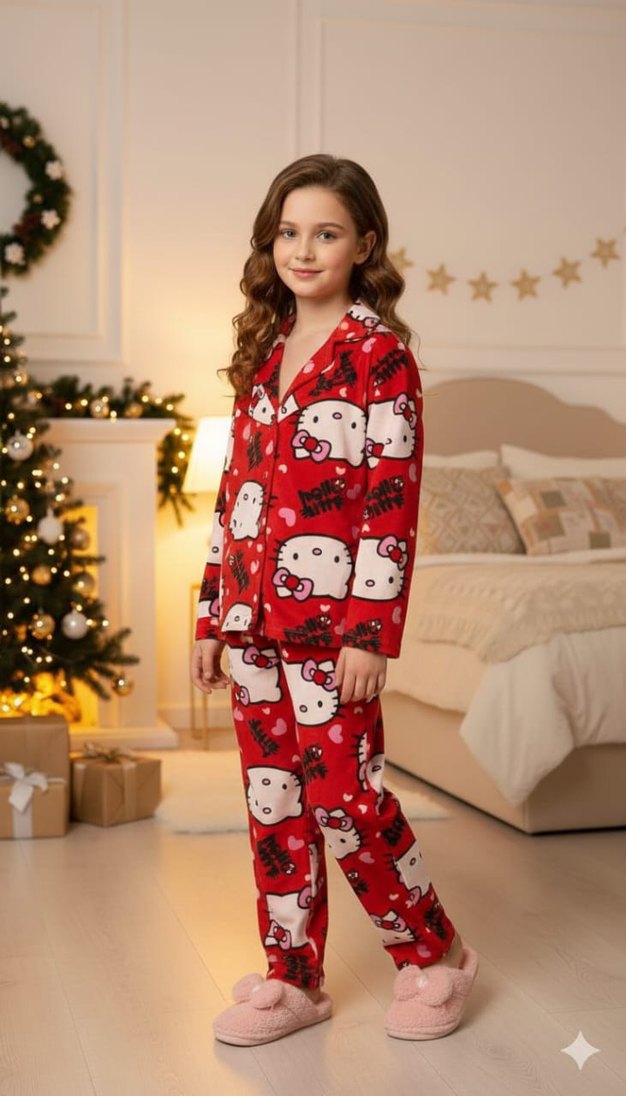 Desenli Uzun Kollu Rahat Pijama Takımı - Görsel 3