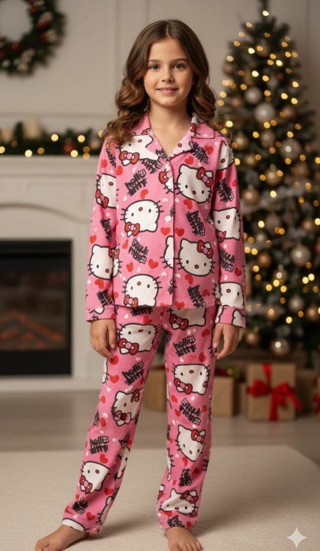 Desenli Uzun Kollu Rahat Pijama Takımı - Görsel 4