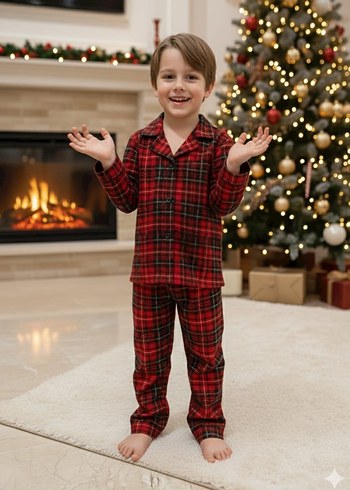 Ekoseli Pijama Takımı - Görsel 2